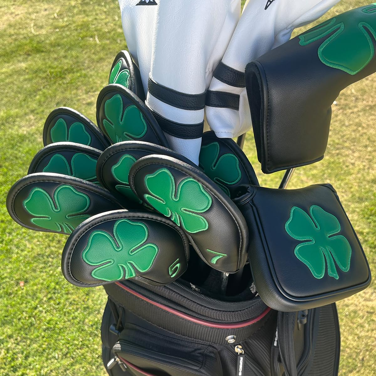 골프 아이언 헤드커버 블랙 러키 클로버 가죽 클럽용 1 - Golf Club Iron Set 리뷰 및 가격