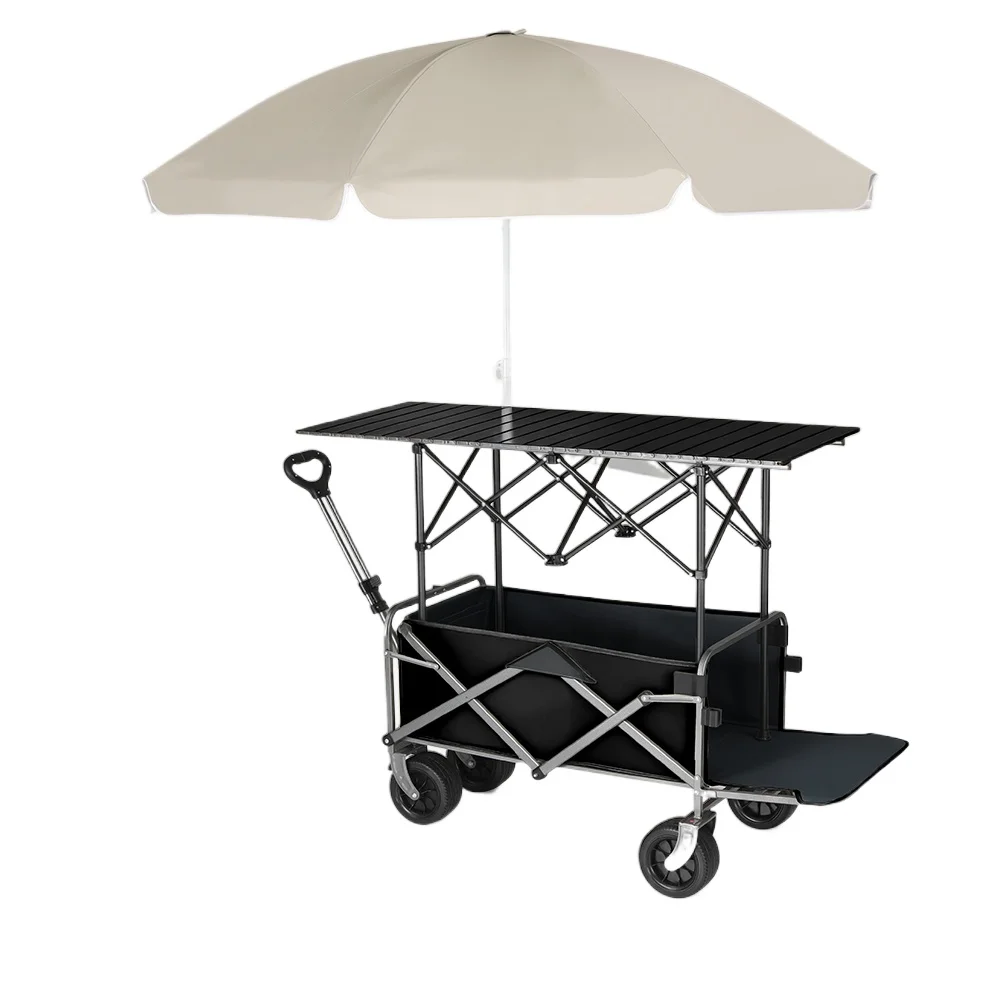 접이식 테이블이 있는 이동식 캠핑 카트, 파라솔, 리프 - Pull Cart Fold 리뷰 및 가격