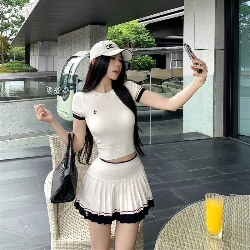 한국 여름 투피스 슈트 캐주얼 테니스 골프 스포츠 슈트 - Golf Equipment For Women 리뷰 및 가격