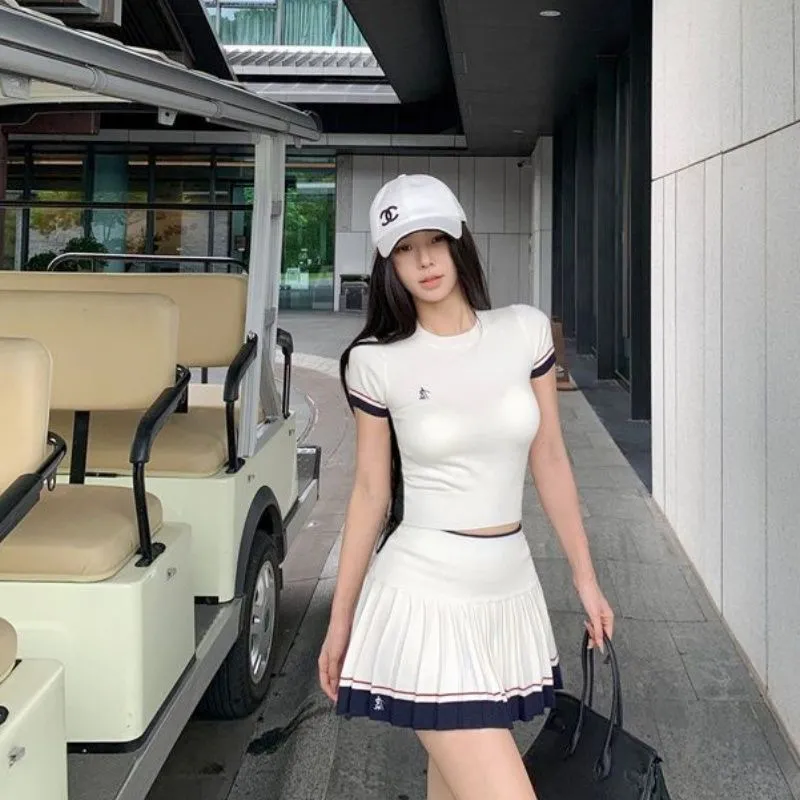 한국 여름 투피스 슈트 캐주얼 테니스 골프 스포츠 슈트 - Golf Equipment For Women 리뷰 및 가격